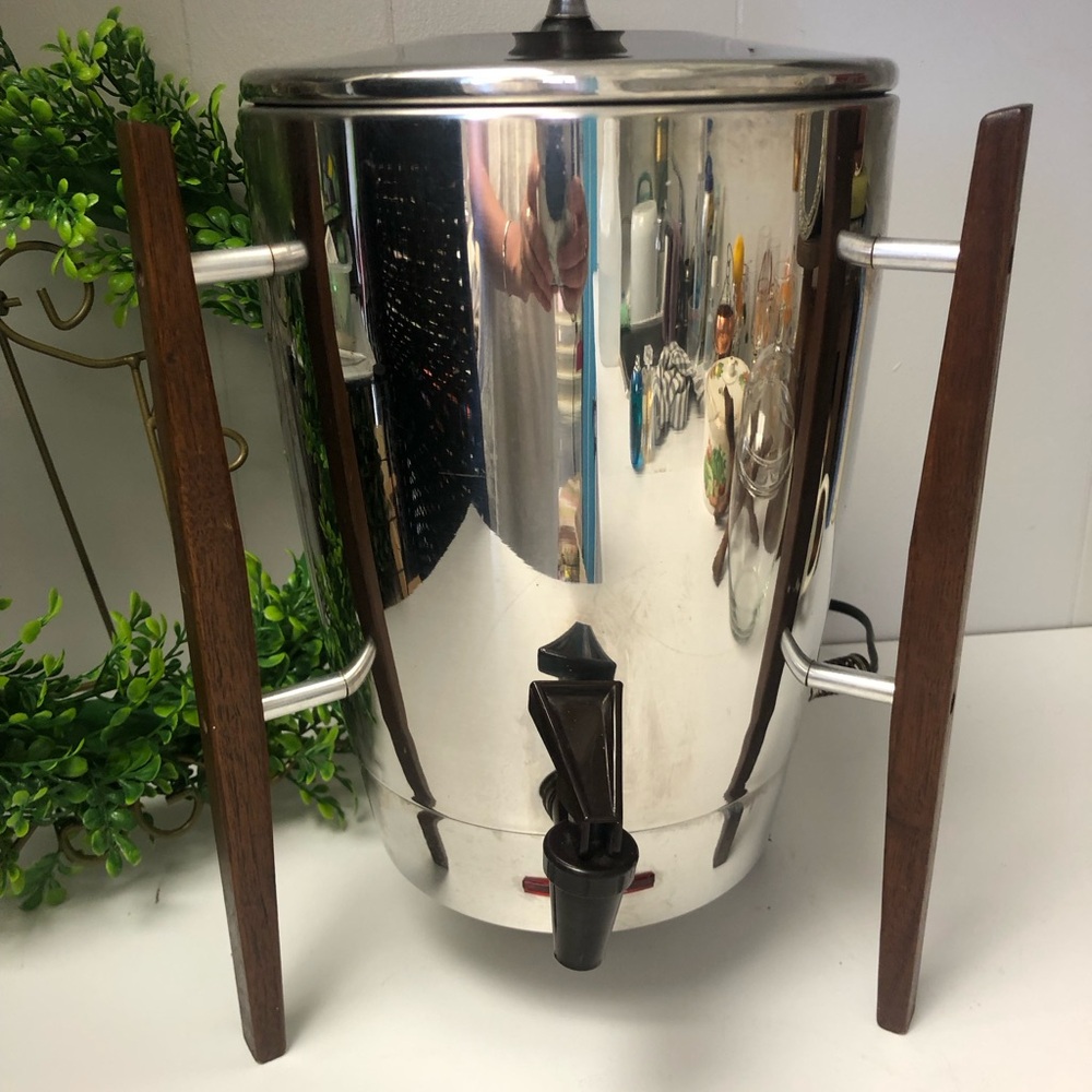 Vintage Regal MCM “Bullet” Coffee Purcolator Atomic 1960s Teak and Stainless